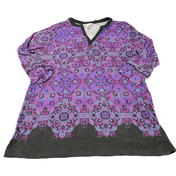 Soma Womens T-Shirt Multicolor Size Medium Rayon Blend Stretch Lace Pullover - Picture 1 of 12